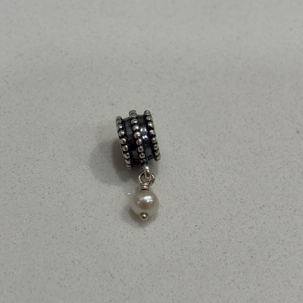 Beveled Pearl Dangle Pandora Charm Retired